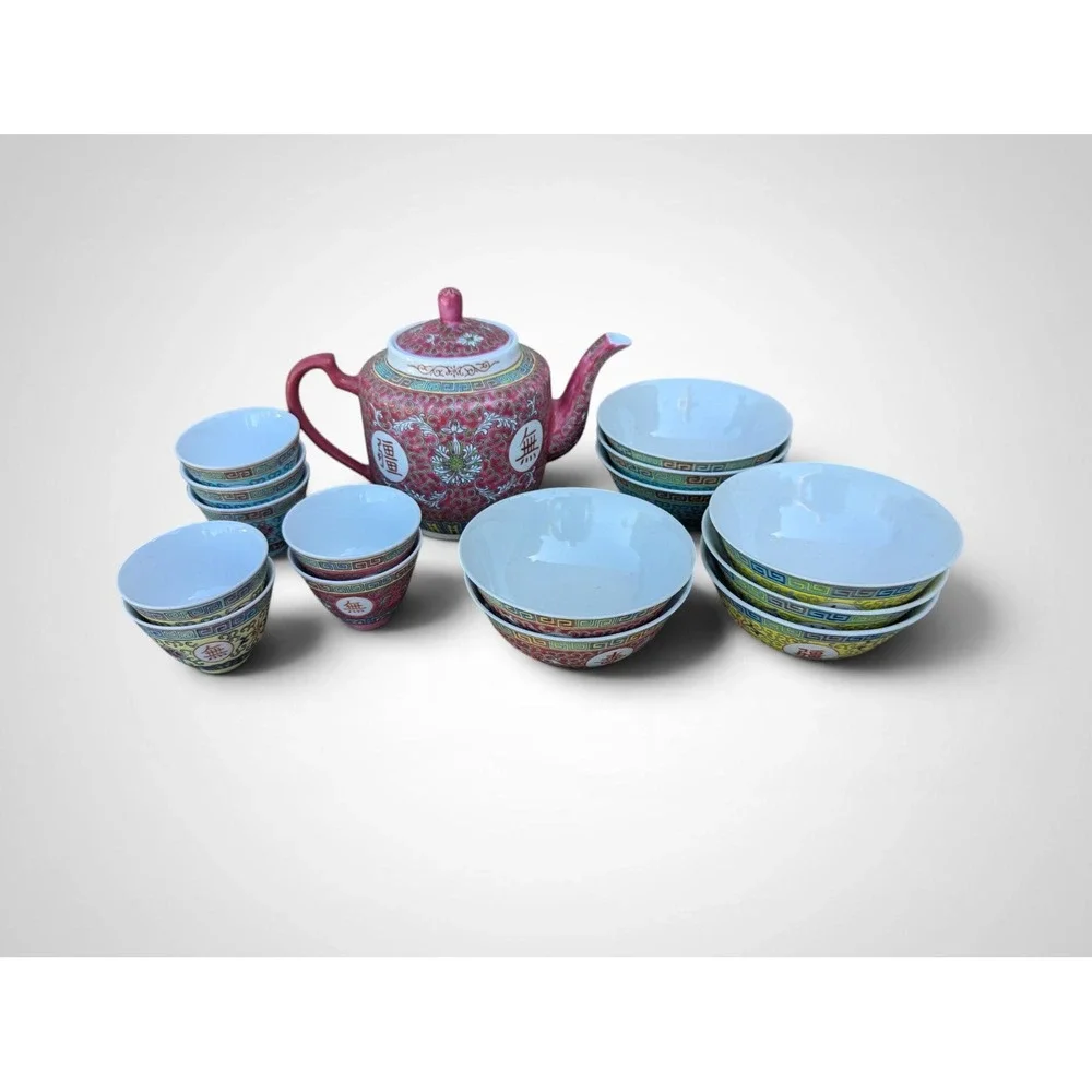 Famille Rose Style Tea Service